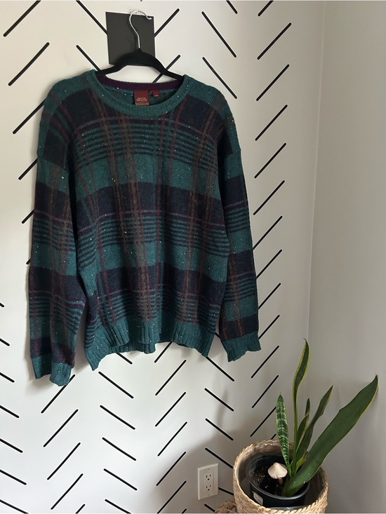 Vintage Other - Vintage Nordstrom 100% wool plaid sweater grandpa core